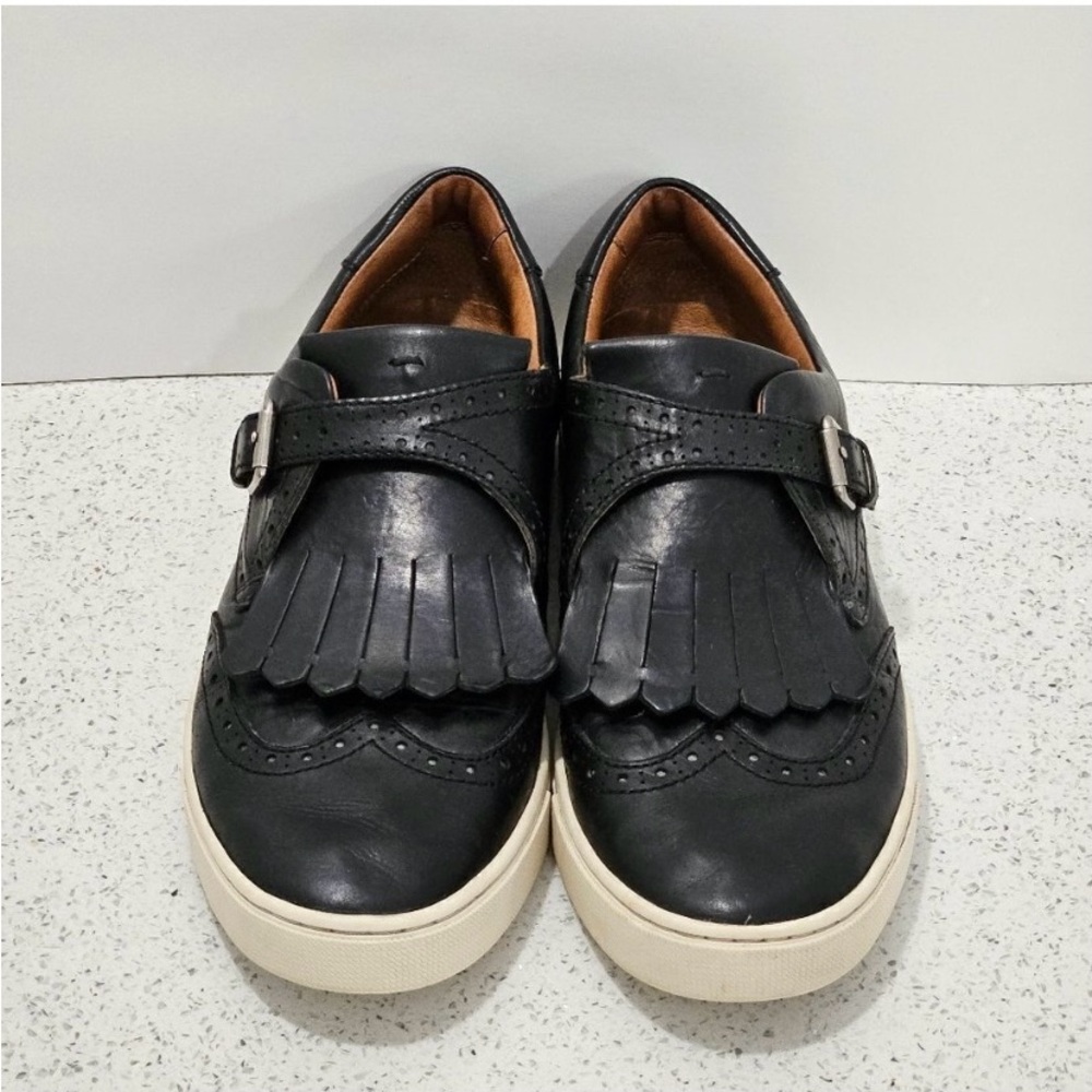 Women’s Black Leather Loafers Oxford Brogue Style